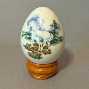 Vintage Unicorn Figurine Faberge Egg Princeton Gallery Pegasus 1993 Foal Baby